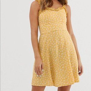 New Look Yellow Floral Summer Mini Dress Size 0